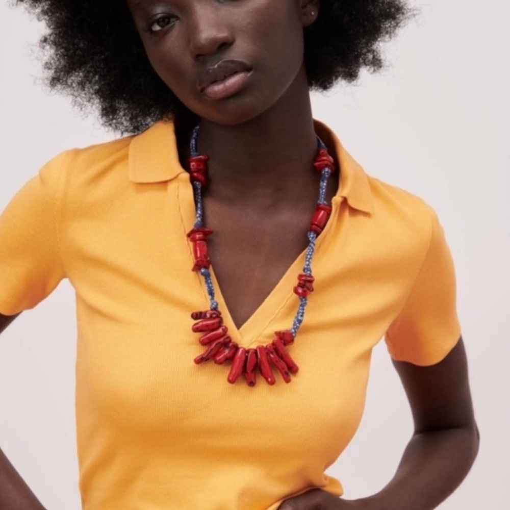 Zara Golden Yellow Ribbed Top
